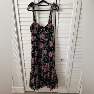 Lulu's Black Maxi Dress with Pink Floral Design